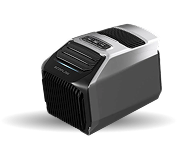portable power station: black portable power station with handle and cooling fan for off-grid power supply