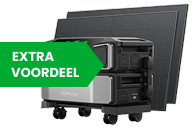 black portable power station with integrated solar panel and ‘Extra Value’ label, suitable for off-grid power supply