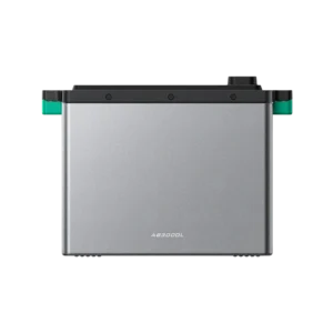 AB3000L home battery, gray with a black top and green sides, compact power station battery for off-grid energy storage